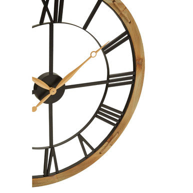 Vitus Black Metal Wall Clock with Gold Finish Hands