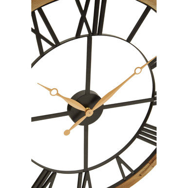 Vitus Black Metal Wall Clock with Gold Finish Hands