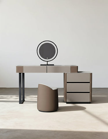 Lola Vintage Dressing Table With Chest Of Drawers & LED Mirror