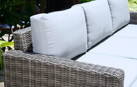 Marbella Grey 5-Seater Garden Sofa Set with Ottoman and Cover Bundle