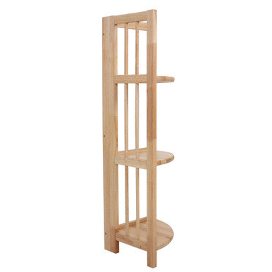 Heva 3 Tier Tropical Hevea Wood Corner Shelf Unit