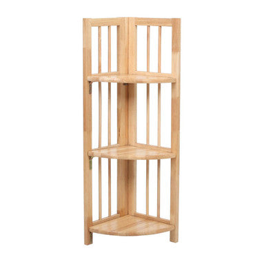 Heva 3 Tier Tropical Hevea Wood Corner Shelf Unit