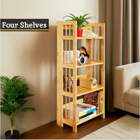 Heva Four Tier Tropical Hevea Wood Shelf Unit