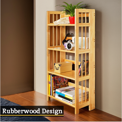 Heva Four Tier Tropical Hevea Wood Shelf Unit