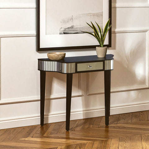Clavier Black and Mirror Console Table
