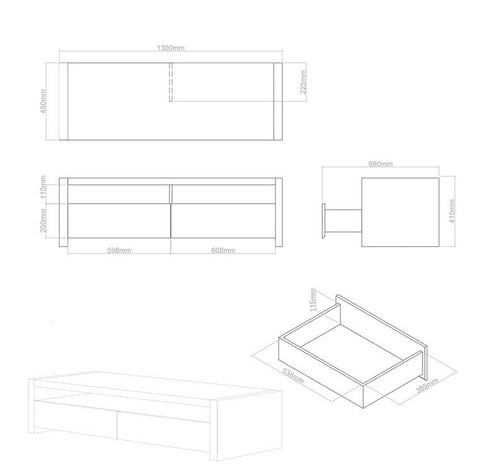 Loki 2 Drawers And 1 Shelf Coffee Table