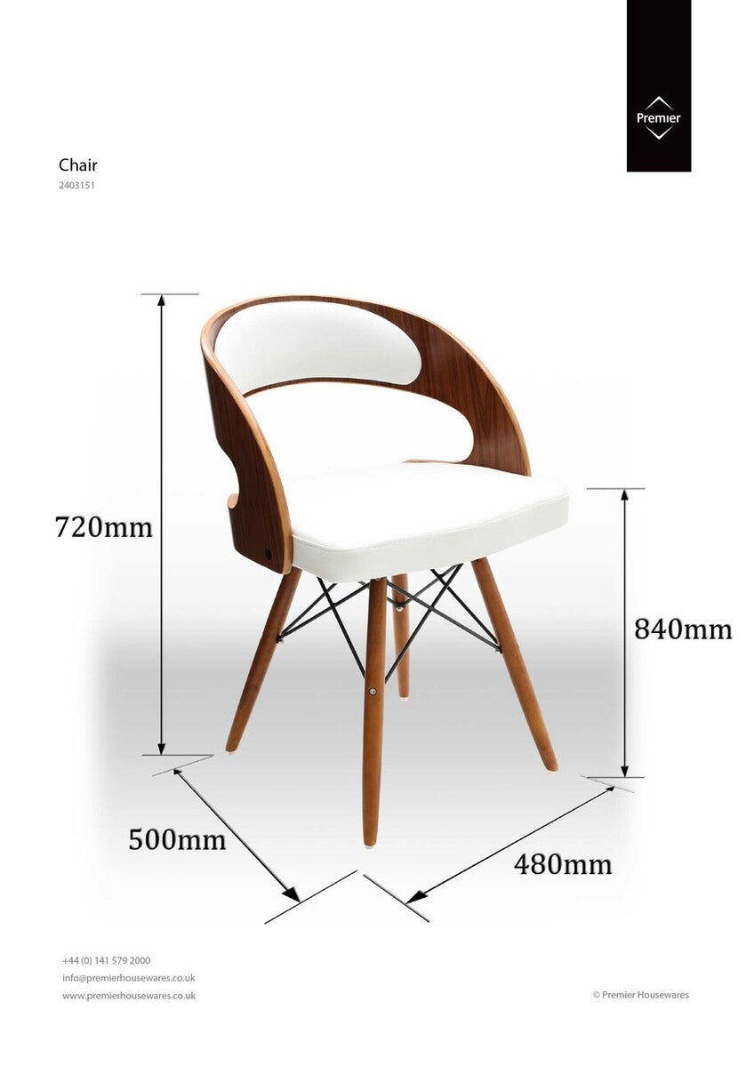 Parkar White Leather Effect Chair with Curved Back
