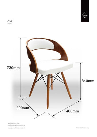 Parkar White Leather Effect Chair with Curved Back
