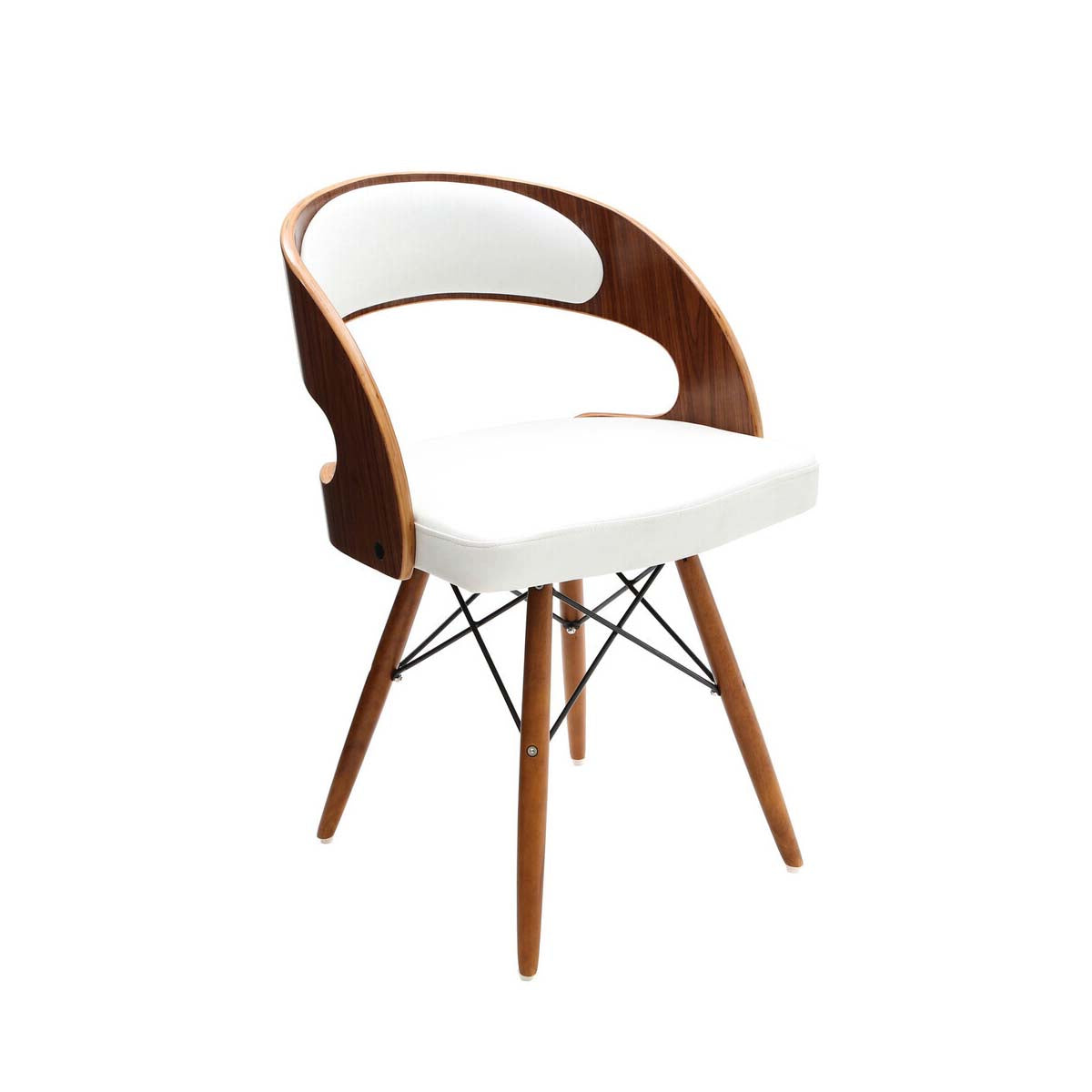 Parkar White Leather Effect Chair with Curved Back