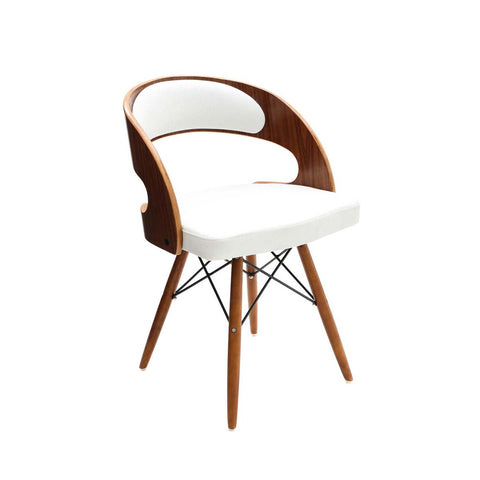 Parkar White Leather Effect Chair with Curved Back
