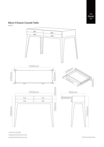 Lure Stainless Steel 4 Drawers Console Table