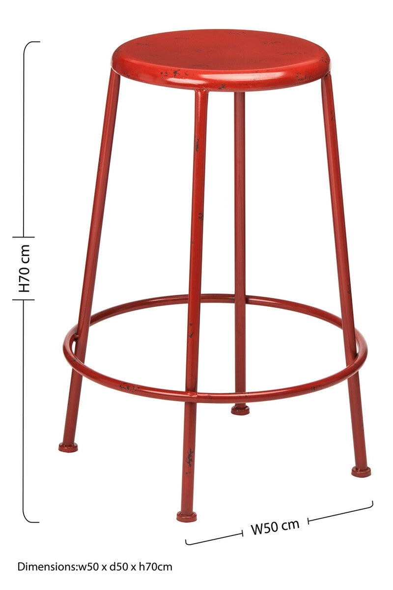 Artisan Red Metal Stool