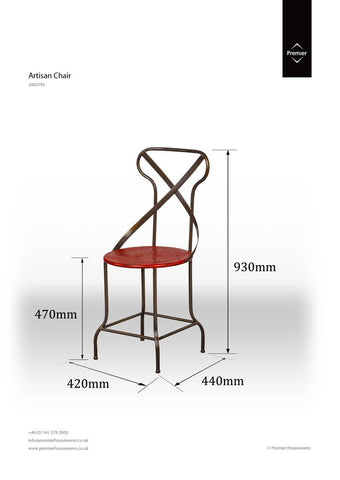 Artisan Red Metal Seat Chair