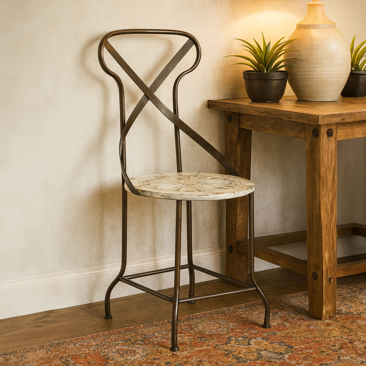 Artisan Cream Seat Metal Chair