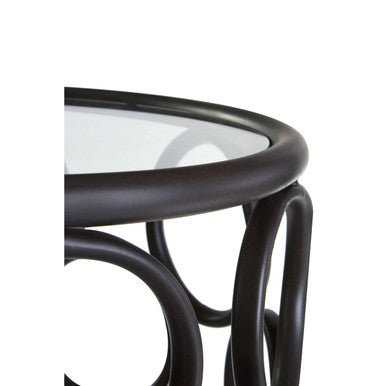 Antalya Black Round Side Table with Glass Top