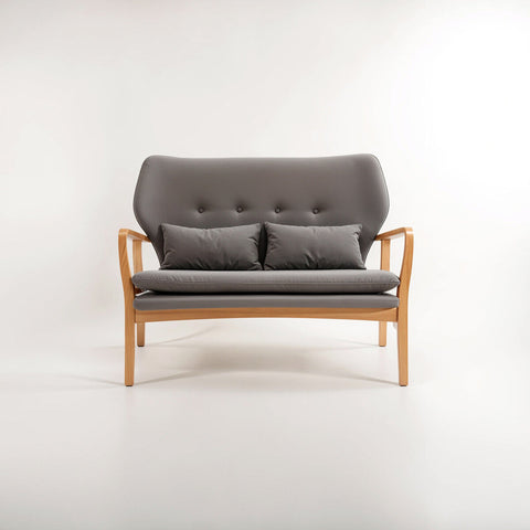 Stockholm 2 Seat Grey Sofa With Birchwood Frame