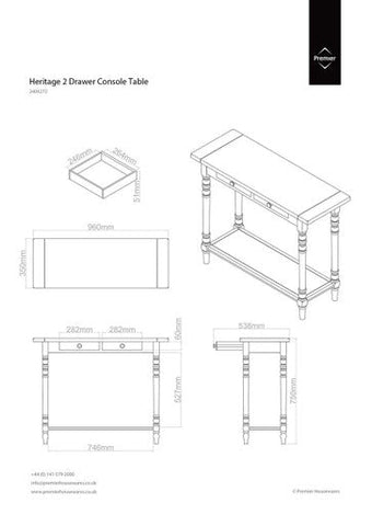Heritage 2 Drawers Ivory Console Table