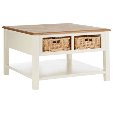 Dorset Cream Coffee Table with Rattan Storage Baskets