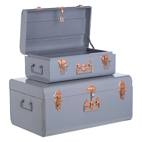 Set of Two Grey Storage Trunks | Parley