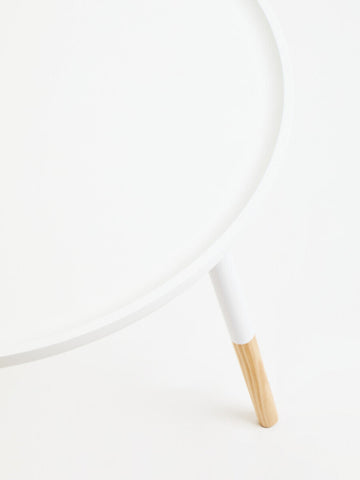 Viborg White And Natural Small Round Side Table