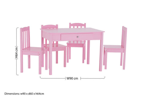 Kids 5 Piece Pink Table And Chair Set