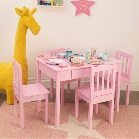 Kids 5 Piece Pink Table And Chair Set