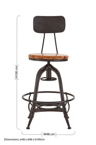 New Foundry Fir Wood And Metal Bar Chair