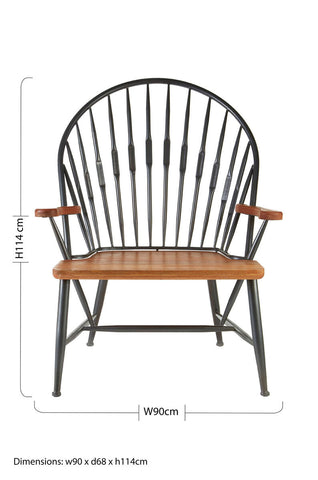 New Foundry Walnut Wood And Metal Armchair
