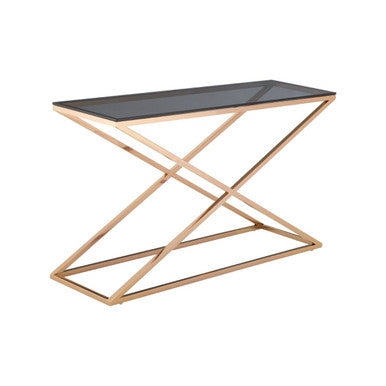 Montril Glass Top Criss Cross Console Table