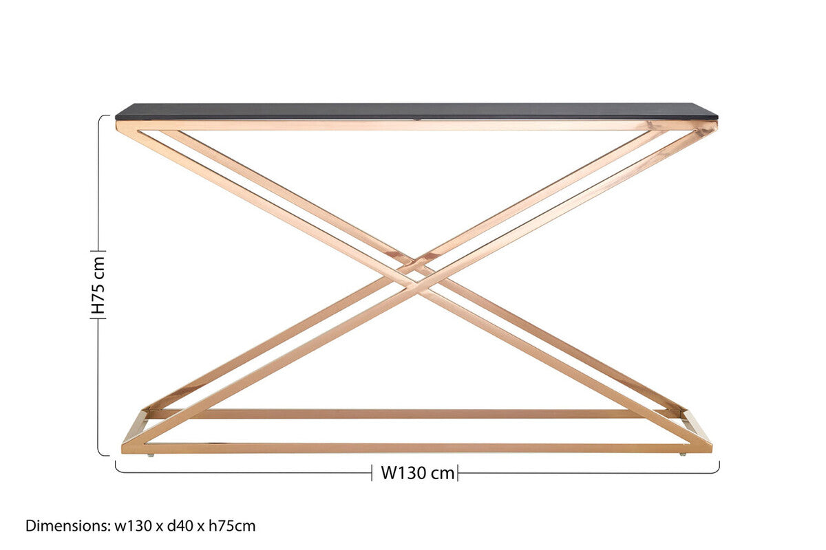 Montril Glass Top Criss Cross Console Table