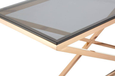 Montril Glass Top Criss Cross Console Table