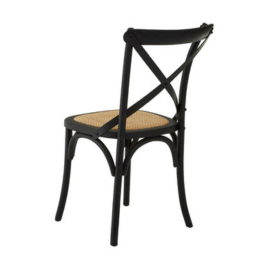 Lyon Black Oak Wood and Rattan Dining Chair
