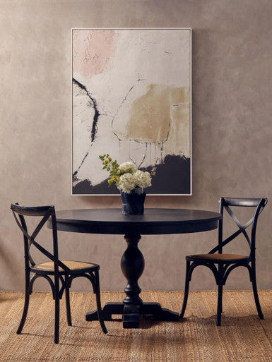 Lyon Black Oak Wood and Rattan Dining Chair