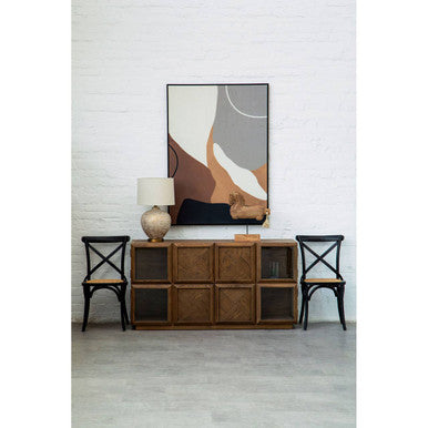 Lyon Black Oak Wood and Rattan Dining Chair