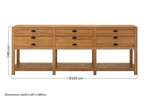 Lyon Washed Grey Oak Wood Console Table with Drawers