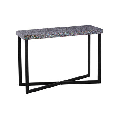 Fusion Crackle Shell Mosaic Rectangular Console Table