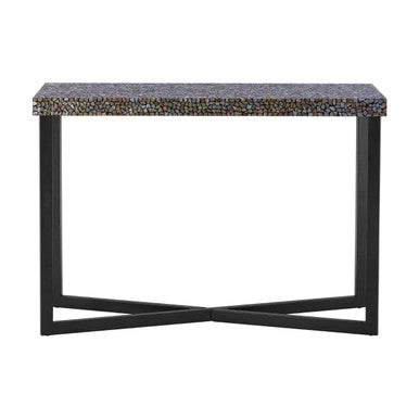 Fusion Crackle Shell Mosaic Rectangular Console Table