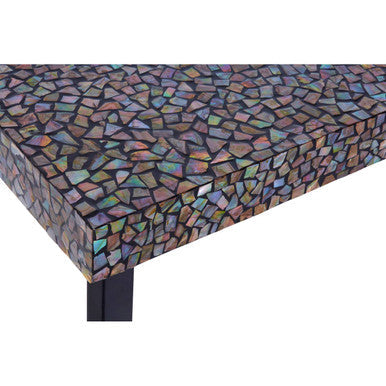 Fusion Crackle Shell Mosaic Rectangular Console Table