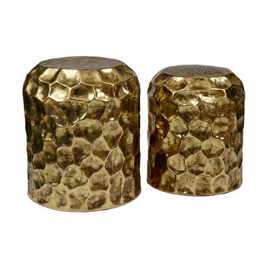 Templar Textured Antique Brass Finish Set of 2 Side Tables