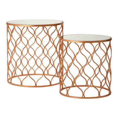 Avantis Set Of Two Mirrored Top Copper Tables