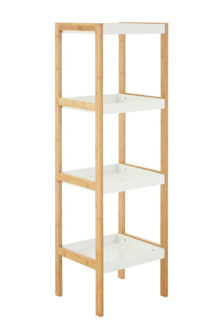 Nostra Four Tiered White And Natural Shelf Unit