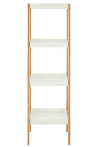 Nostra Four Tiered White And Natural Shelf Unit