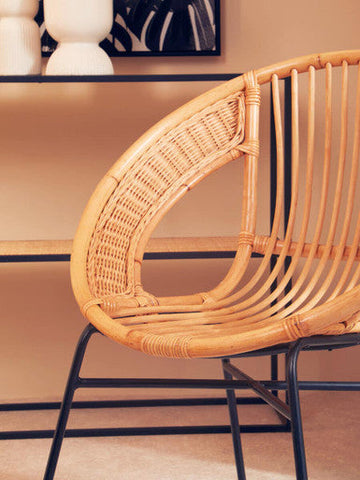Lagom Natural Rattan And Black Iron Chair