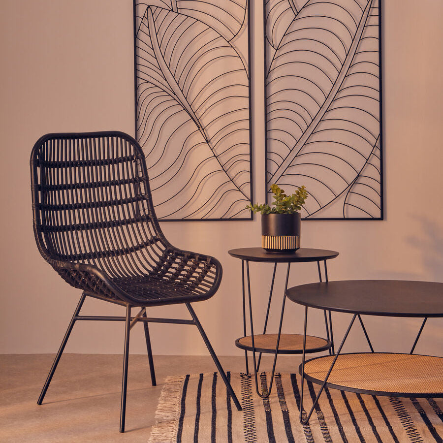 Lagom Curved Black Natural Rattan Chair