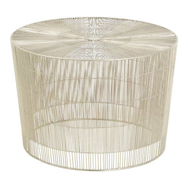Templar Pewter Finish Cage Round Side Table