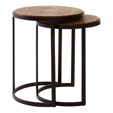 Halle Set of Two Chevron Design Nesting Tables