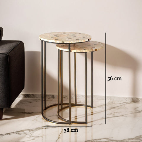 Halle Set of Two Mother Of Pearl Nesting Side Tables