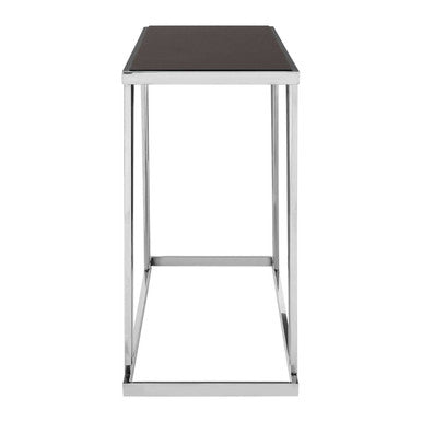 Ackley Silver Console Table With Black Glass