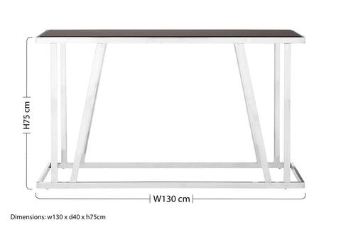 Ackley Silver Console Table With Black Glass