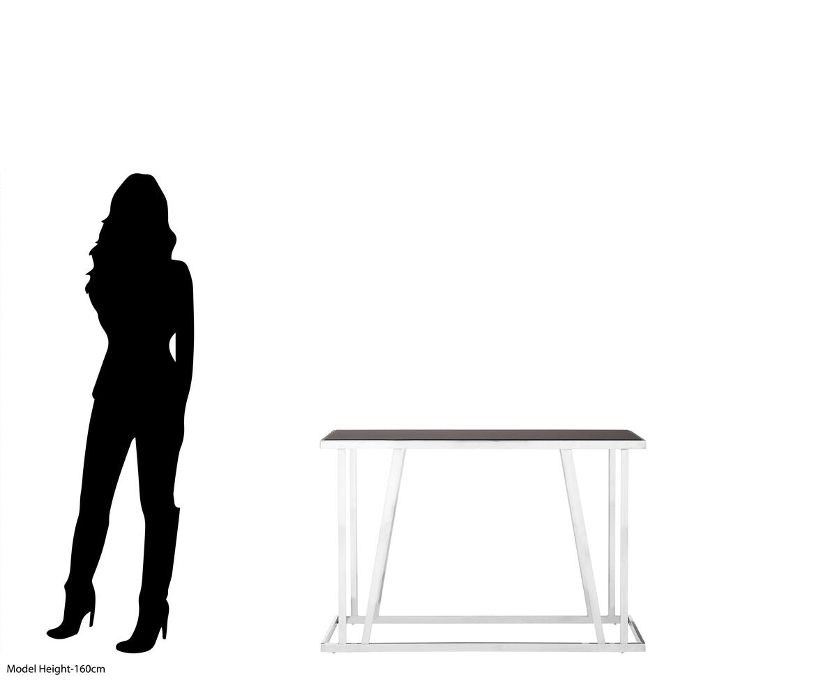 Ackley Silver Console Table With Black Glass